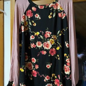 SUPER SALE!!!   PLUS SIZE Floral Striped Blouse. Made in the USA